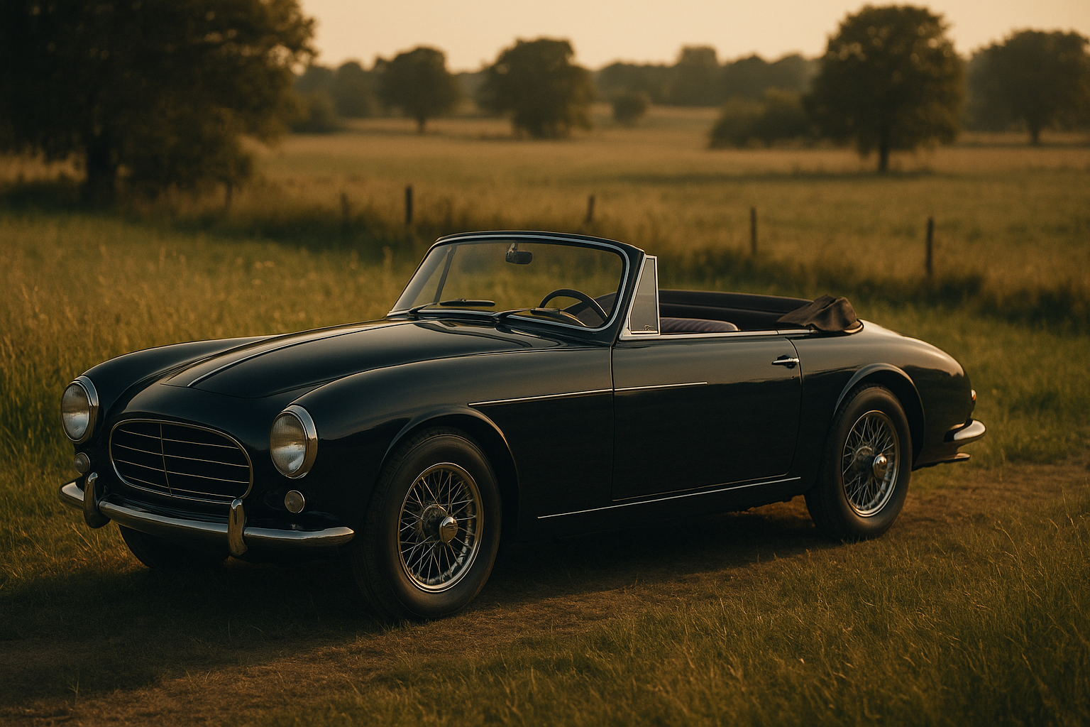 Symbolbild eines klassischen Cabriolets auf einer sommerlichen Wiese
